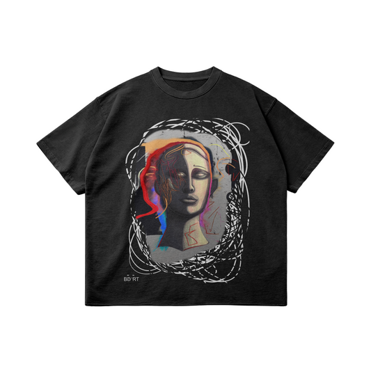 Vintage Raw Edge Faded Tshirt | Graphic Tees with Abstract Retro Art Inspired by. Neo Expressionism - Bad Art 