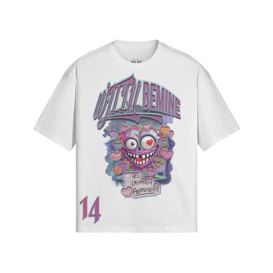 Retro Valentine's Varsity Will U Be Mine T-Shirt | Graphic Tees with Monsters and Hearts | Unisex Streetwear - Bad Art 